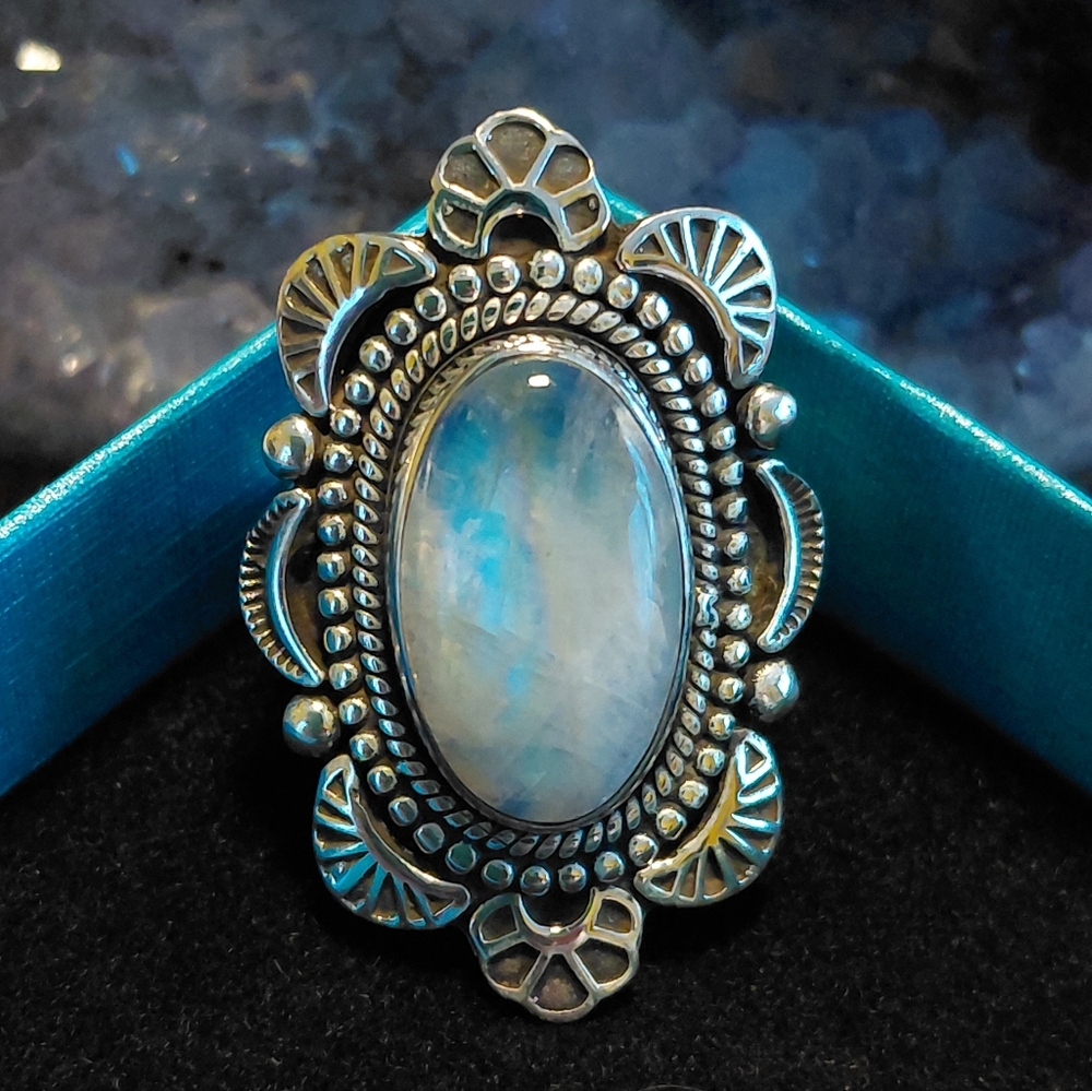 Vintage Style Silver Moonstone Statement Ring
